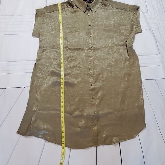 Roaman's silky blouse army green plus sz 12W - Picture 8 of 11